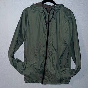 Volcom Men’s Green Hooded Rain Windbreaker Jacket